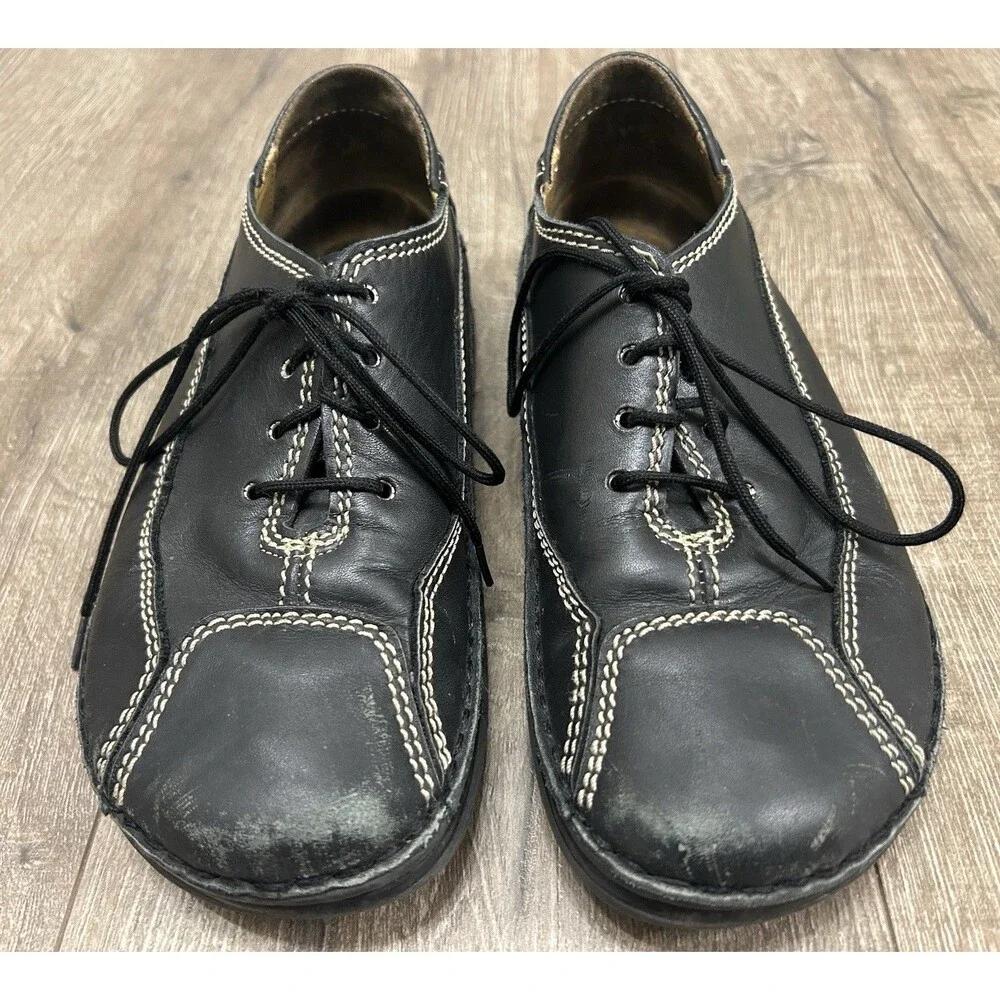 Birkenstock Lace Up Oxford Shoes Black Leather EU 40 US 7 Men ( Women 9)